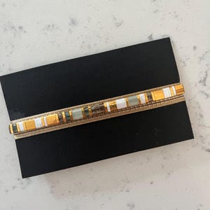 Green & Gold Tila Bead Bracelet – Adjustable Flat Bead Bracelet for Women