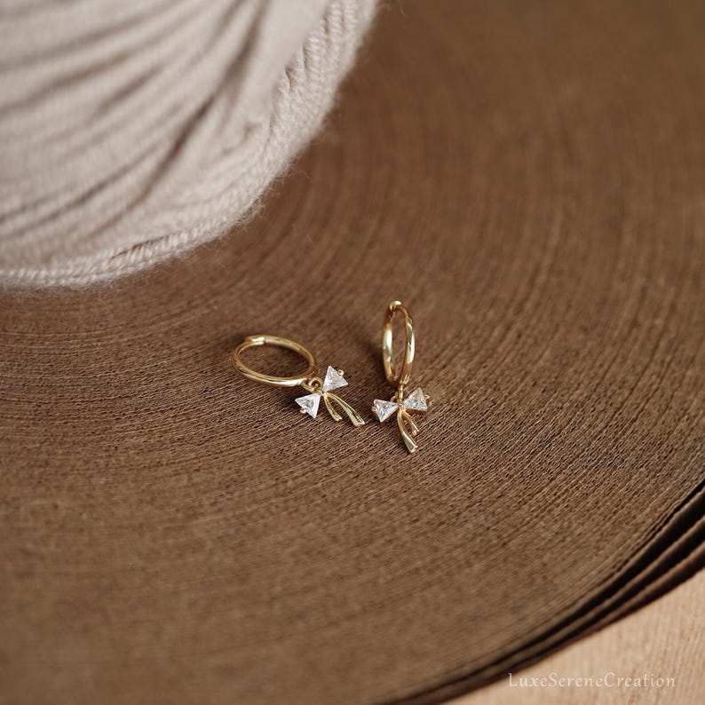 Sterling Silver Ribbon Huggie Earrings – Delicate Drop Hoops for Women, Birthday & Christmas Gift